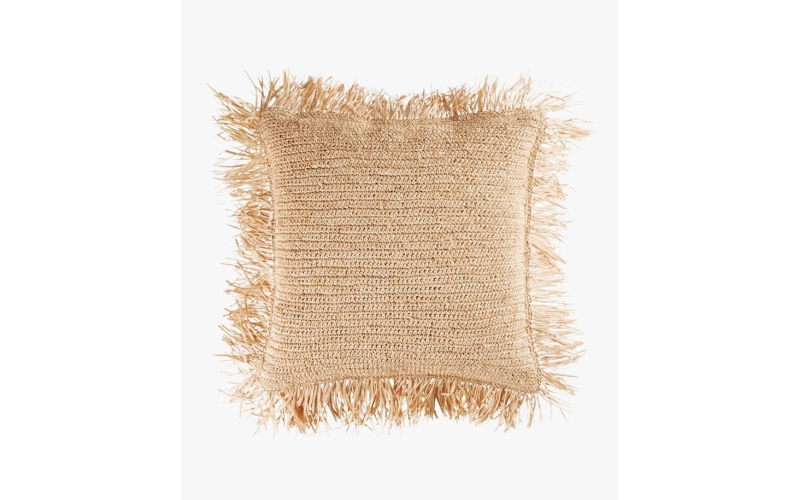Fringed Straw Cushion