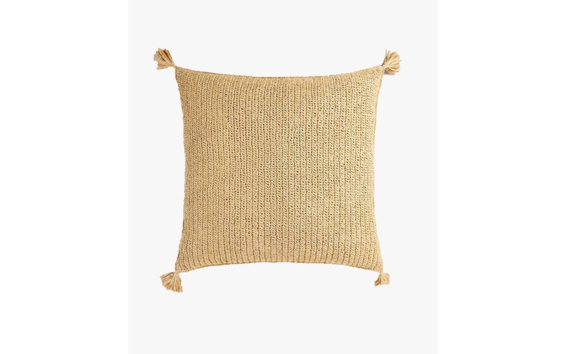 Tasselled Straw Cushion